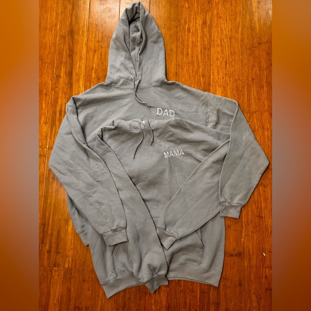 Jerzees Gray 'Dad' and 'Mama' Hoodies